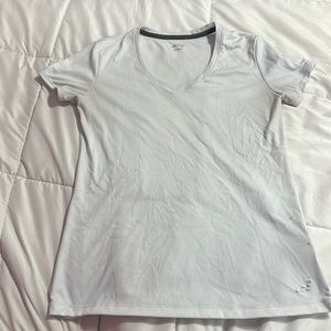 White V-neck athletic top